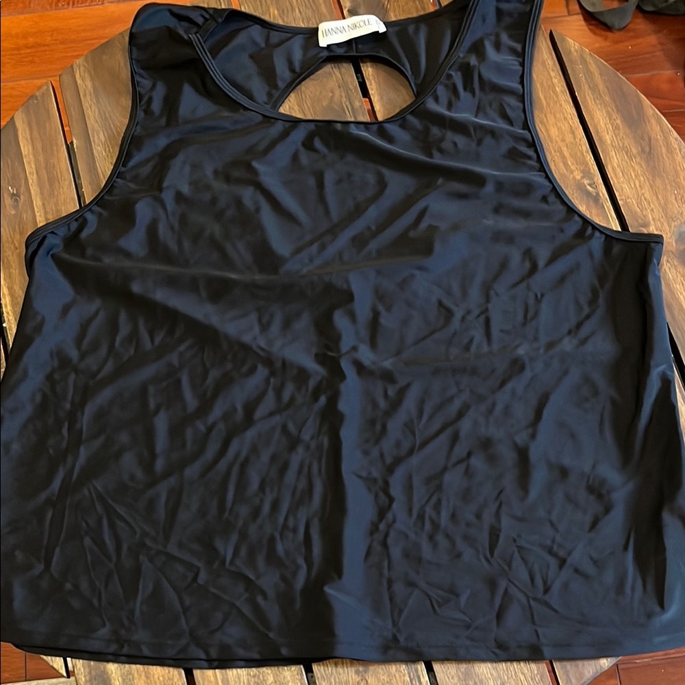 Hanna Nikole Black Swimsuit Tankini Top 22W NWT